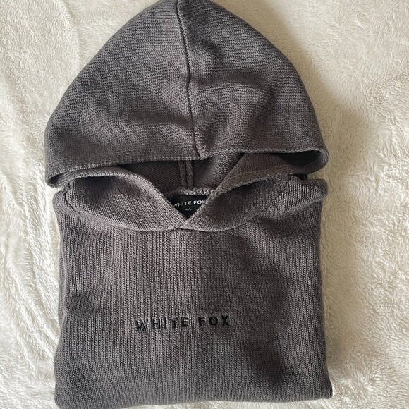 White Fox Women's It's Cool Knit Hoodie Charcoal Size: M-L - Picture 4 of 9